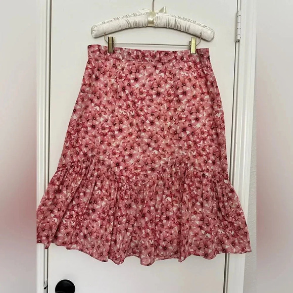 Antonio Melani Pink Floral Peasant Skirt in 100% Cotton Sz 10 - Picture 1 of 6